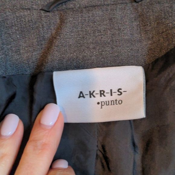Akris Blazer Charcoal Gray Wool Zipper Pockets Size 8 - Picture 5 of 8